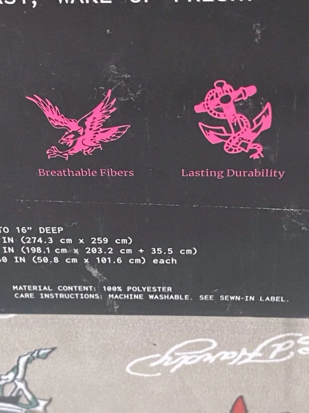 6‎ Piece Ed Hardy KING Size Sheet Set Logo Skulls Snake Hearts Roses Khaki NEW